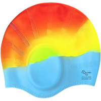KARBD Silicone Swimming Cap with Ear & Hair Protection Unisex Water Sports Long Hair Cover for Kids Teens Adults (Universal Size, Ear Protection Multicolour Rainbow Mix Colour)