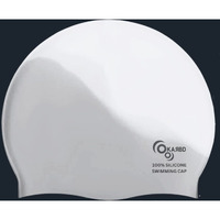 KARBD Silicone Swimming Cap Unisex Soft Waterproof Swimming Pool Head Cap Water Sports Hat for Children Kids Adults Men Women Boys Girls of All Age (Universal Size, White Silver)