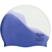 KARBD Silicone Swimming Cap Unisex Soft Waterproof Swimming Pool Head Cap Water Sports Hat for Children Kids Adults Men Women Boys Girls of All Age (Universal Size, White Blue)