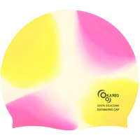 KARBD Silicone Swimming Cap Unisex Soft Waterproof Swimming Pool Head Cap Water Sports Hat for Children Kids Adults Men Women Boys Girls of All Age (Universal Size, Pink White Yellow)
