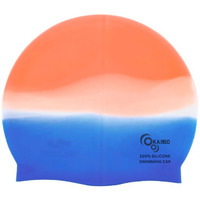 KARBD Silicone Swimming Cap Unisex Soft Waterproof Swimming Pool Cap Water Sports Long Hair for Children Kids Adults Men Women Boys Girls of All Age (Universal Size, Multicolour Orange White Blue)