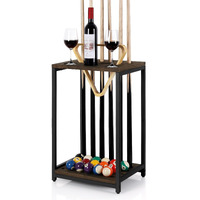 Pool Stick Holder Pool Cue Rack Pool Cue Stick Holder Wood Billiard Stick Holder Pool Table Accessories for Billiard Room Game Room Club Holds 6 Cues, Floor Stand, Deep Brown