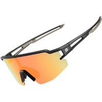 ROCKBROS Polarized Rectangular Shape Sunglasses For Men Women Uv Protection Cycling Sunglasses Sport Glasses Bike Running Driving Fishing Golf Sunglasses, Black, One Size
