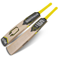 STRAUSS Hitter Kashmir Willow Cricket Bat | Size: Short Handle (SH) | Suitable Only for Tennis Ball | Age group 13+ yrs | for Youth Adults | Anti Scuff Sheet & Bat Cover | Yellow | (1050-1200 Grams)