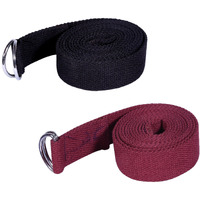 Footmate 8 FT Long Pack-2 Yoga Belt For Exercise, Durable Material With Adjustable D-Ring Buckle, Props Rops For Safe- Challenging Yoga Posture, Black Maroon Yoga Strap For Men-Women-Width- 1.5 inch