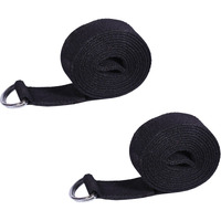 Footmate 8 FT Long Pack-2 Yoga Belt for Exercise, Durable Material With Adjustable D-Ring Buckle, Props Rops For Safe- Challenging Yoga Posture, Black Yoga Strap For Men-Women- Width- 1.5 inch