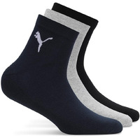 Puma Unisex-Adult Cotton Quarter Regular Socks 3P, Black-Medium Gray Heather-Navy, 39/42 (68666201)