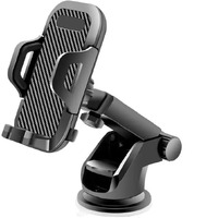 Elfora Car Mobile Phone Holder Stand for Dashboard & Windshield with Adjustable Angles | Powerful Suction Cup | 360 Rotational | Compatible with 4 to 6 inch Devices(Black)