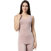 Enamor Women's V-Neck Sleeveless Thermal Vest with Sweat Wicking and Antimicrobial Finish Slim Top (TH01_Pearpink_S)