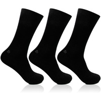 Bonjour Men's Cotton Odour Free Black Plain Socks- Pack Of 3, Regular