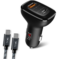 boAt Dual Port Qc-Pd 24W Fast Car Charger with 24W Fast Pd Charging & 18W Qc Charging Compatible with All Smartphones, Tablets & Laptops (Free Type C to Type C Cable), Black
