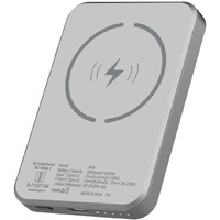 Stuffcool Click 5000mAh Made in India Magnetic Wireless Powerbank with 18W PD Fast Charing Type C Port Perfect for iPhone 12/13/14 Series (Metallic Grey)