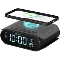 Portronics VoltClock 15W Wireless Charger for All Compatible Wireless Charging Smartphones, Digital Clock, 2 Alarm Setting with Snooze Button, Room Temperature Display,Wireless Fast Charging(Black)