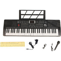 Intern INT-KB-6101, 61 Keys Touch Response Portable Piano Keyboard with Microphone and 5V DC Power Adapter (Black)