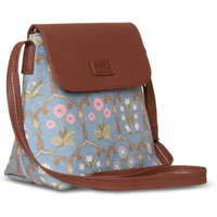 ZOUK Jaipur Fresco floral Printed Women's Hand Crafted Blue Flap Sling Bag