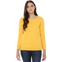 Allen Solly Women's Regular Cotton Crew Neck Sweatshirt (AHSTCRGFA79703_Yellow_Large_Yellow_L)
