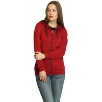 Alano Womens Solid Long Sleeve Jacket | Regular Fit Casual Womens Fleece Jacket | Casual Jacket for Women Maroon
