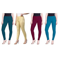 Lyra Women Solid Premium Cotton Churidar Leggings | Mid-Waist | Fashionwear