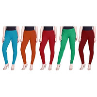 Lyra Women Solid Premium Cotton Churidar Leggings | Mid-Waist | Fashionwear