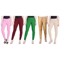 Lyra Women Solid Premium Cotton Churidar Leggings | Mid-Waist | Fashionwear