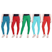 Lyra Women Solid Premium Cotton Churidar Leggings | Mid-Waist | Fashionwear
