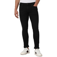 Peter England Men's Premium Skinny Fit Stretchable Jeans Black