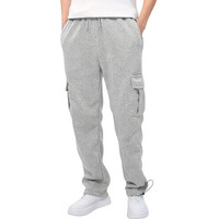 NOBERO Men's Grey Onyx Mid-Waist Straight Fit Cotton Elasticated Joggers with Utility Box Pockets,Grey,Men-XXL