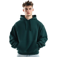 NOBERO Men's Cotton Blend Neck Hooded Oversized Fit Sweatshirt (1M-TWHO-R0041_Verdigris Blue, X_Large)