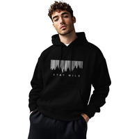 NOBERO Men's Cotton Blend Neck Hooded Regular Fit Sweatshirt (1M-TWHO-C0681_Black (Large)