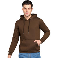Neostreak Men's Fleece Hooded Neck Sweatshirt (neoswtsolhd-02-chkbro_Brown_L)