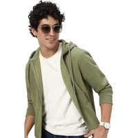 Neostreak Men's Fleece Neck Hooded Regular Fit Sweatshirt (neoswtsolhdzip-03-ptolve-l_Potent Olive_Large)