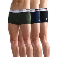 U.S. POLO ASSN. Men's Cotton Blend Classic Solid Trunks (Pack of 3) (I641-P3_Olive-Navy-Black