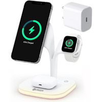 UNIGEN MAGTEC 500 4in1 23W Foldable MagSafe Charger [With Adapter] for iPhone 16/16 Plus/16 Pro/16 Pro Max,15/15 Plus/15 Pro/15 Pro Max,14/13/12, AirPods 3rd/2nd, Series 9/8/7/6/5/4/SE LED Lamp-White