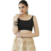 Soch Women Black Satin Solid Regular Fit Blouse(Black_36)