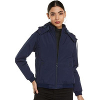Qube By Fort Collins Women's Polyester Short Length Parka Coat (V84301AZ_Denim Large)