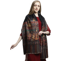 Weavers Villa Women's Acro Wool Blend Digital Print Design Woven Wraps, Stoles, Ladies Shawls, 100cm x 200cm (Design-3)