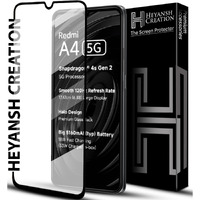 HEYANSH CREATION Tempered Glass Screen Protector Compatible for Redmi A4 5G / REDMI A4 with Edge to Edge Coverage and Easy Installation Kit, Pack of 1, Black