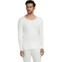 XYXX Men's Thermal Vest | Antibacterial, Skin Friendly with Superior Heat Retention | Slim Fit Full Sleeve Solid Alpine IntelliHeat Thermal Vest | Pack of 1 (Off White, Large)