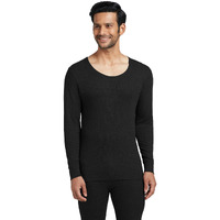 XYXX Men's Thermal Vest | Antibacterial, Skin Friendly with Superior Heat Retention | Slim Fit Full Sleeve Solid Alpine IntelliHeat Thermal Vest (Black, Medium)