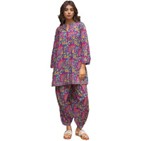 LookMark Kurta Set: Ethnic Finesse Redefined: Add a Touch of Grace to Your Wardrobe with Our Cotton Blend Printed Kurti Pant Sets! Pink