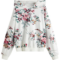 TOPLOT Women's Wool Blend Printed Hoodie with Hooded Neck & Full Sleeve (Hoodie-5132-Flower-S)
