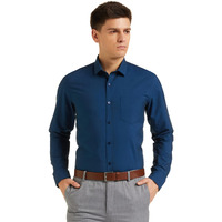 Amazon Brand - Symbol Men's Cotton Rich Formal Shirt | Plain | Full Sleeve - Regular Fit (Available in Plus Size) (Navy_44)