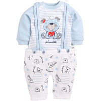 BABY GO Full Sleeve Casual Cotton Dungaree Dress for Baby Boys (12-18 Months, Sky)