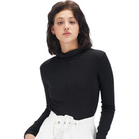 Fabricorn Women's Long Sleeve Turtleneck T-Shirt (Black, Small)