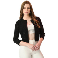 IUGA Women Jacket Style 3/4th Sleeve Black Shrug