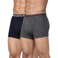 Levis Mens Cotton Style #003 Comfort Regular Fit Solid Trunk (Pack of 2) (#003-TRUNK-DK GMEL/Navy-P2_Dark Grey Melange, L)