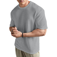 SHODOX Mens Solid Dotted Unique Design Oversized Tshirt for Men - Round Neck Loose Fit Drop Shoulder Mens T-Shirt Grey