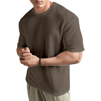 SHODOX Mens Solid Dotted Unique Design Oversized Tshirt for Men - Round Neck Loose Fit Drop Shoulder Mens T-Shirt Coffee Brown