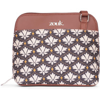 ZOUK Bidri Kaiser Motif Printed Vegan Leather Black and White Out Of Office Sling Bag With Adjustable Strap For Women's Girls