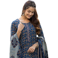 Vaamsi Women's Floral Printed Straight Kurta Pan With Dupatta (VKSKD2179_Blue_M)